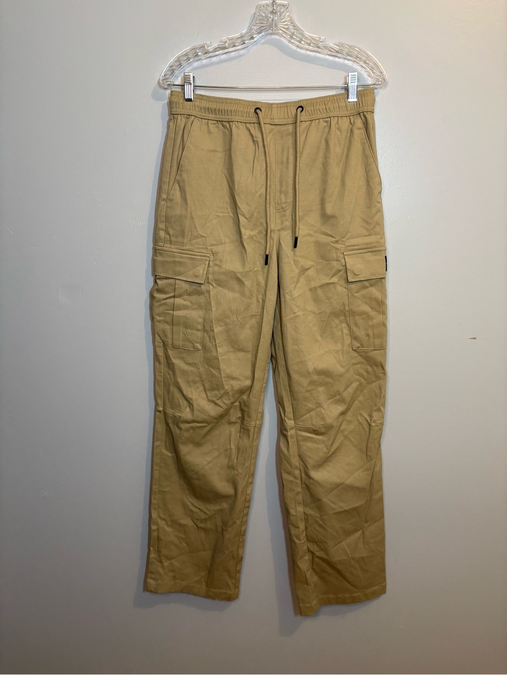 Wesc Men's Large Women's Medium Khaki Cargo Pants Drawstring Waist Gorpcore Hike